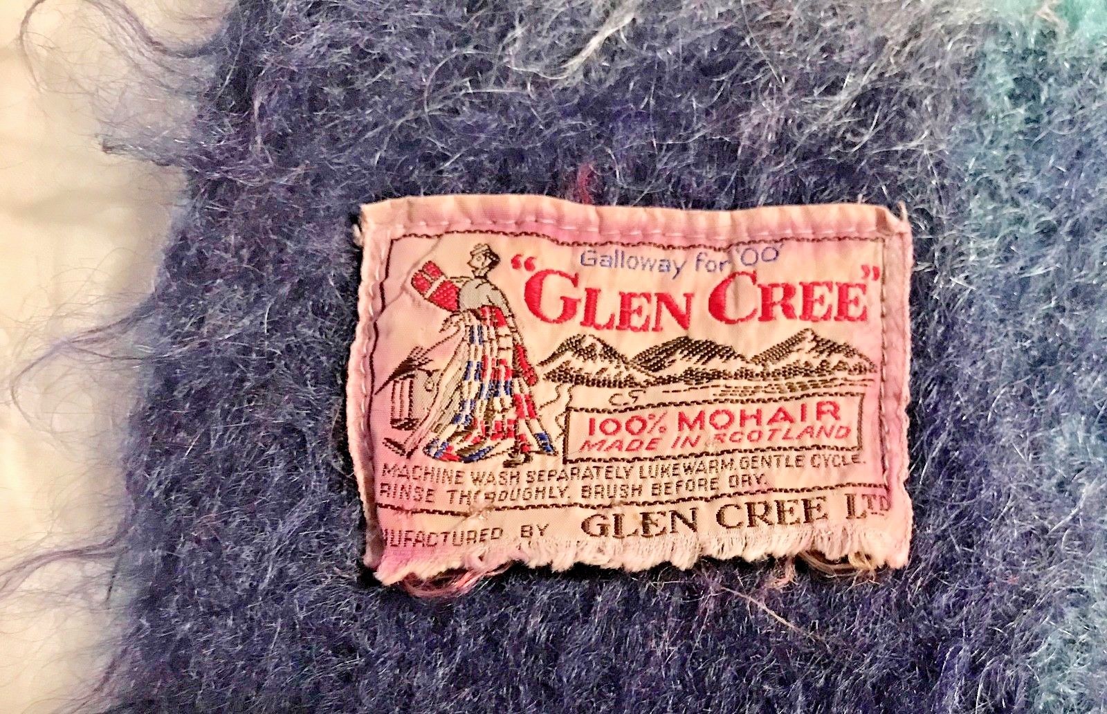 GLEN CREE Vtg 100% Mohair Wool Throw Blanket SCOTLAND Use or Cutter A bit Felted