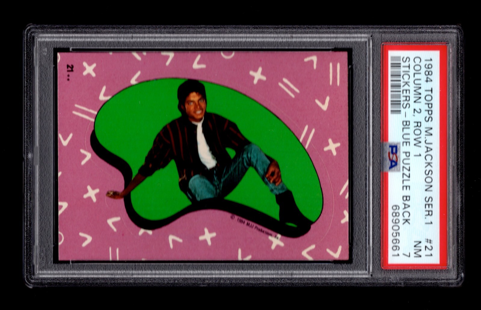 マイケル・ジャクソン PSA 7 MICHAEL JACKSON 1984 Topps Card #21 Stickers BLUE