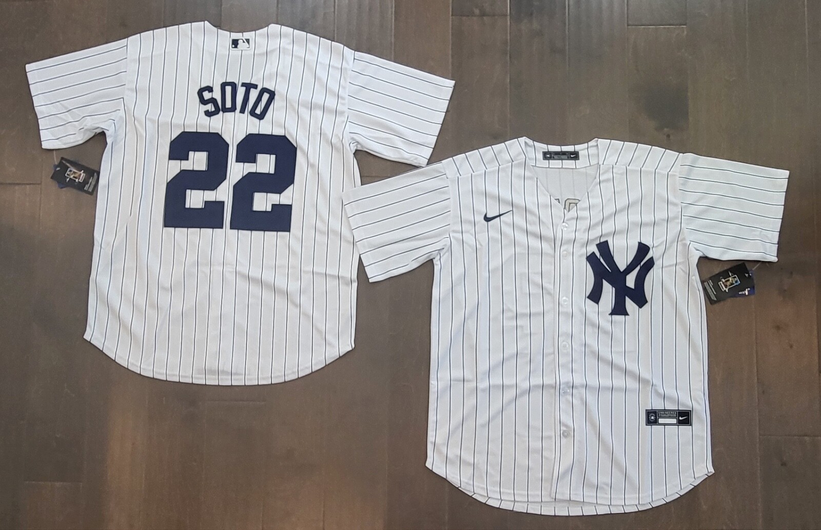New York Yankees #22 Juan Soto Stitched White Pinstripe