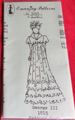 1:12 Vintage MINATURE Doll Pattern~EMANJAY~ 1815 GEORGE III WEDDING GOWN  #3008