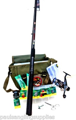 Canal & River Spinning kit Bag Fishing Rod Reel Line Spinners Forceps Traces etc