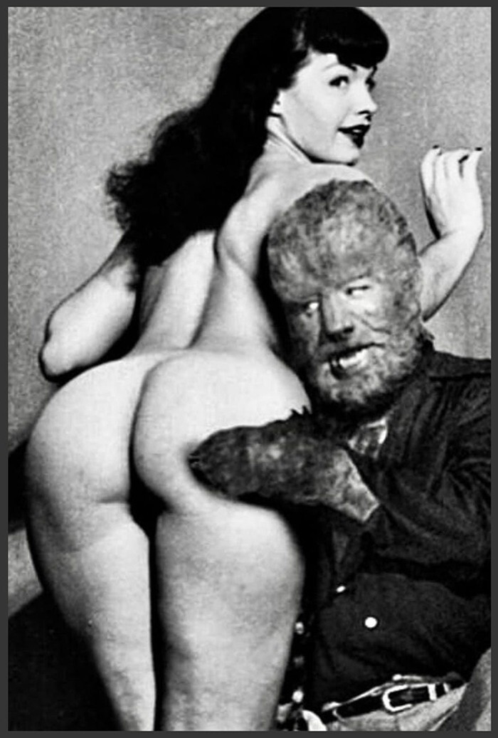 Betty Page and the Wolfman, Funny Sexy 60s Pinup MAGNET 2x3" Refrigerator Locker