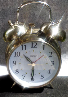 SHARP Nightstand Quartz Alarm Clock SPC800 2 Metal Bells Lumin Hands White Dial