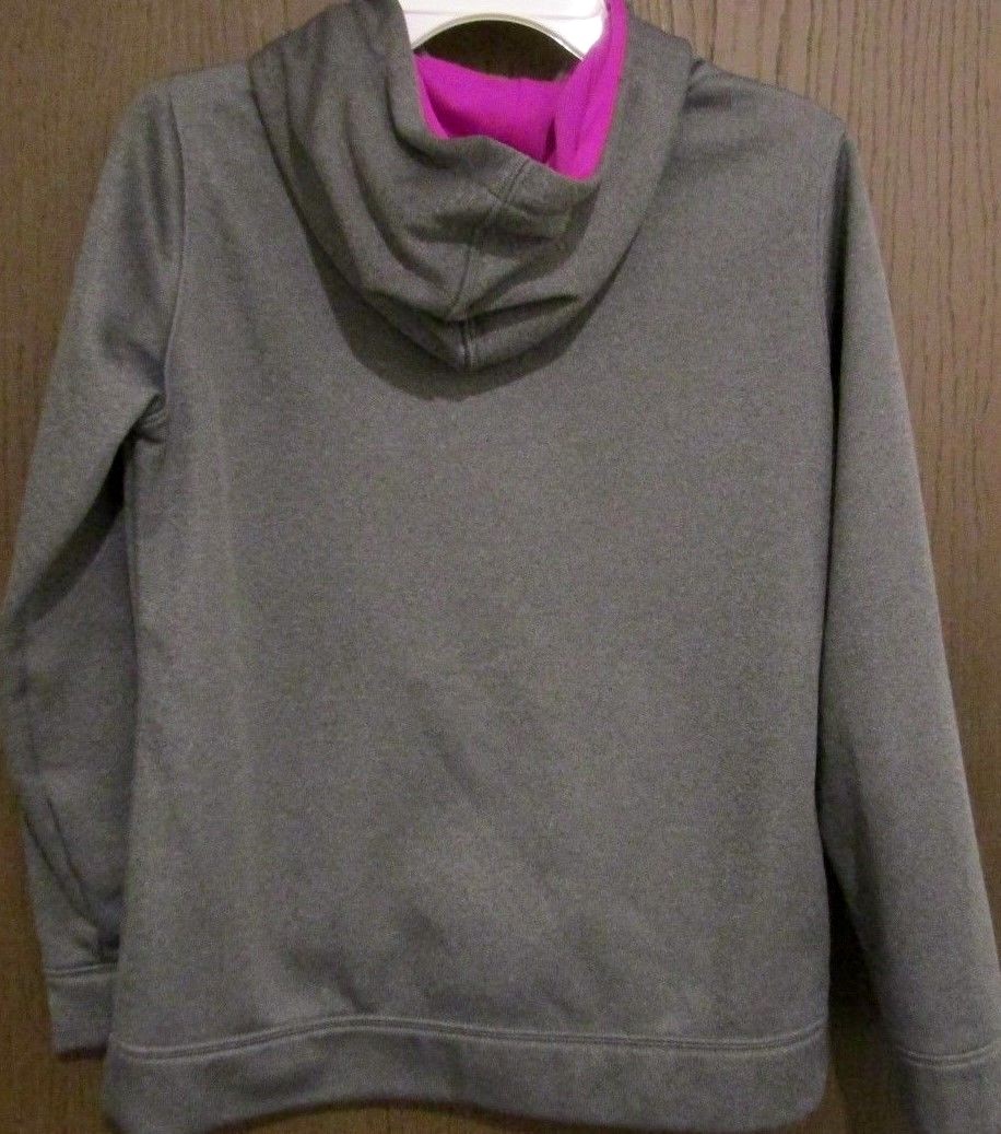 Girls Gray Purple YMD Medium Under Armour Loose Hoodie Jacket Pullover