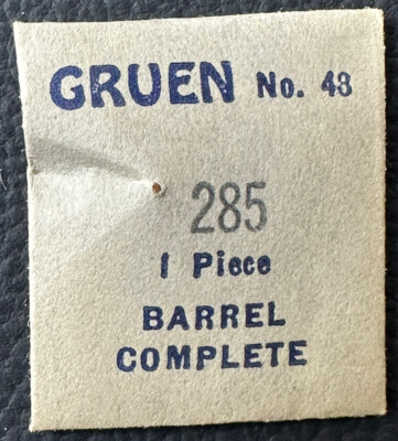 GENUINE GRUEN EB182 CAL285 BARREL AND CAP JEWELER WATCH REPAIR PART NOS WP6