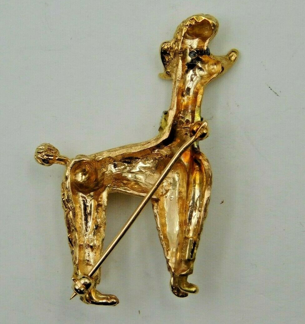 Unique 14k Yellow Gold Poodle Pin / Brooch (344)