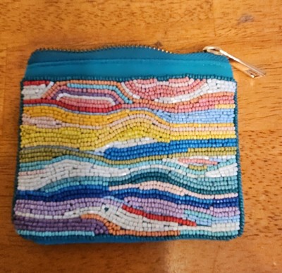 Erin Condren Insider Exclusive Hand Beaded Layers Pouch Coin Purse Teal 001