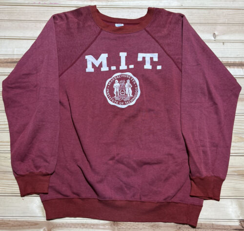 Roundneck L Sweatshirt Red Logo Made College Vintage Champion eBay USA 80s MIT |