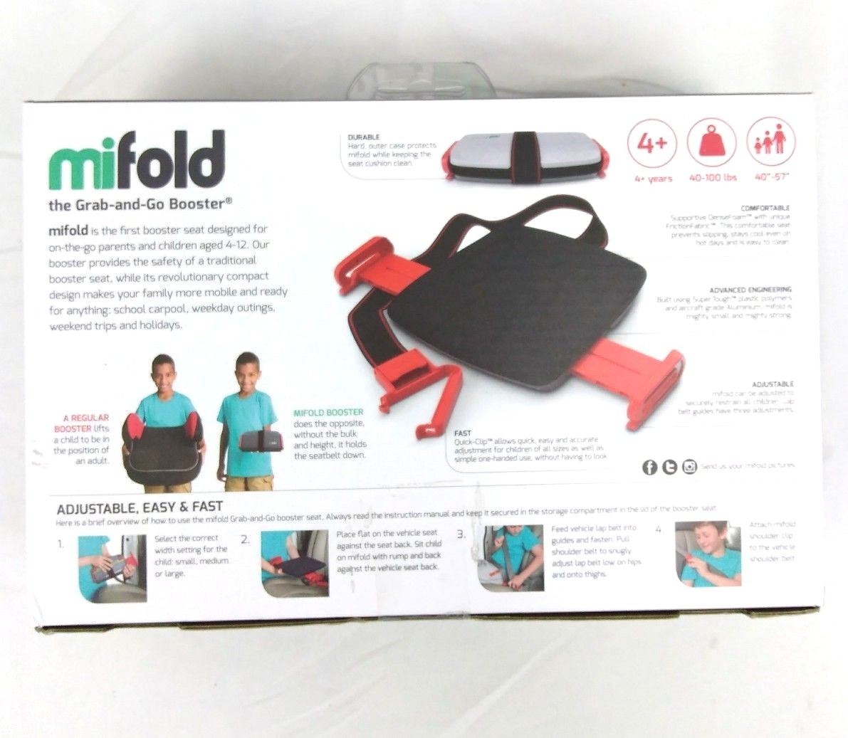 Mifold Grab-and-Go Car Booster Seat, Slate Grey NEW