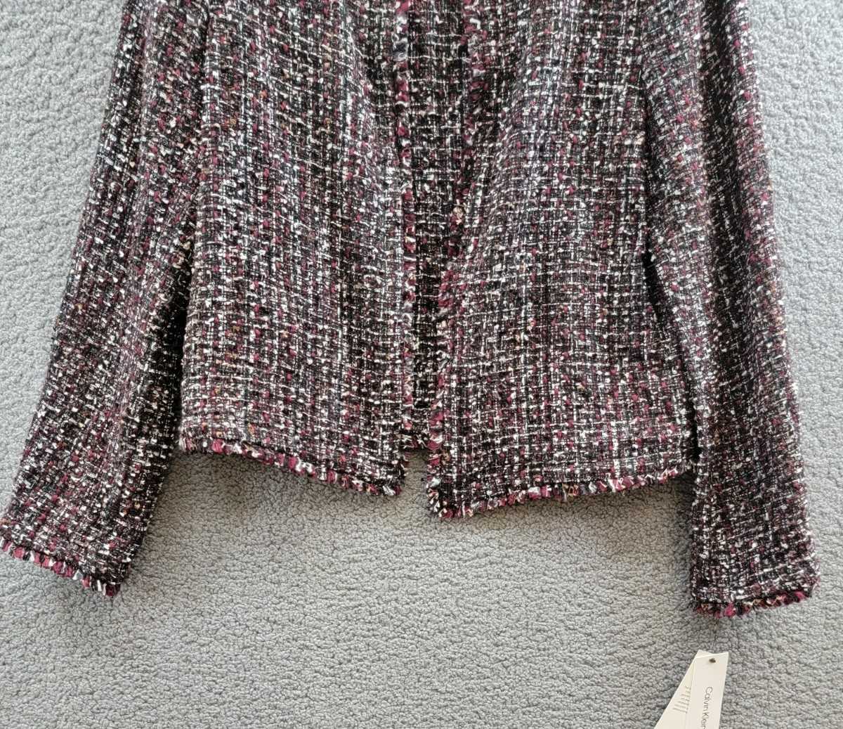 Calvin Klein Tweed Open-Front Wool Blend Blazer Women's 12 Multi Long Sleeve - Picture 4 of 18