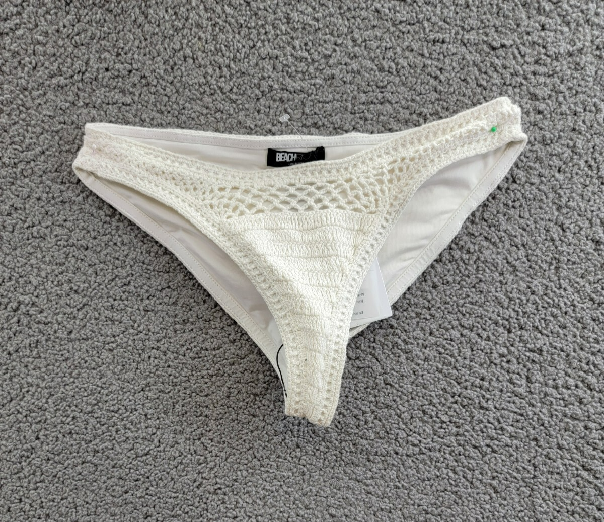 Beach Riot Kaylin Crocheted Bikini Bottoms Women's M White Elastic Waist Pull On - Picture 2 of 17