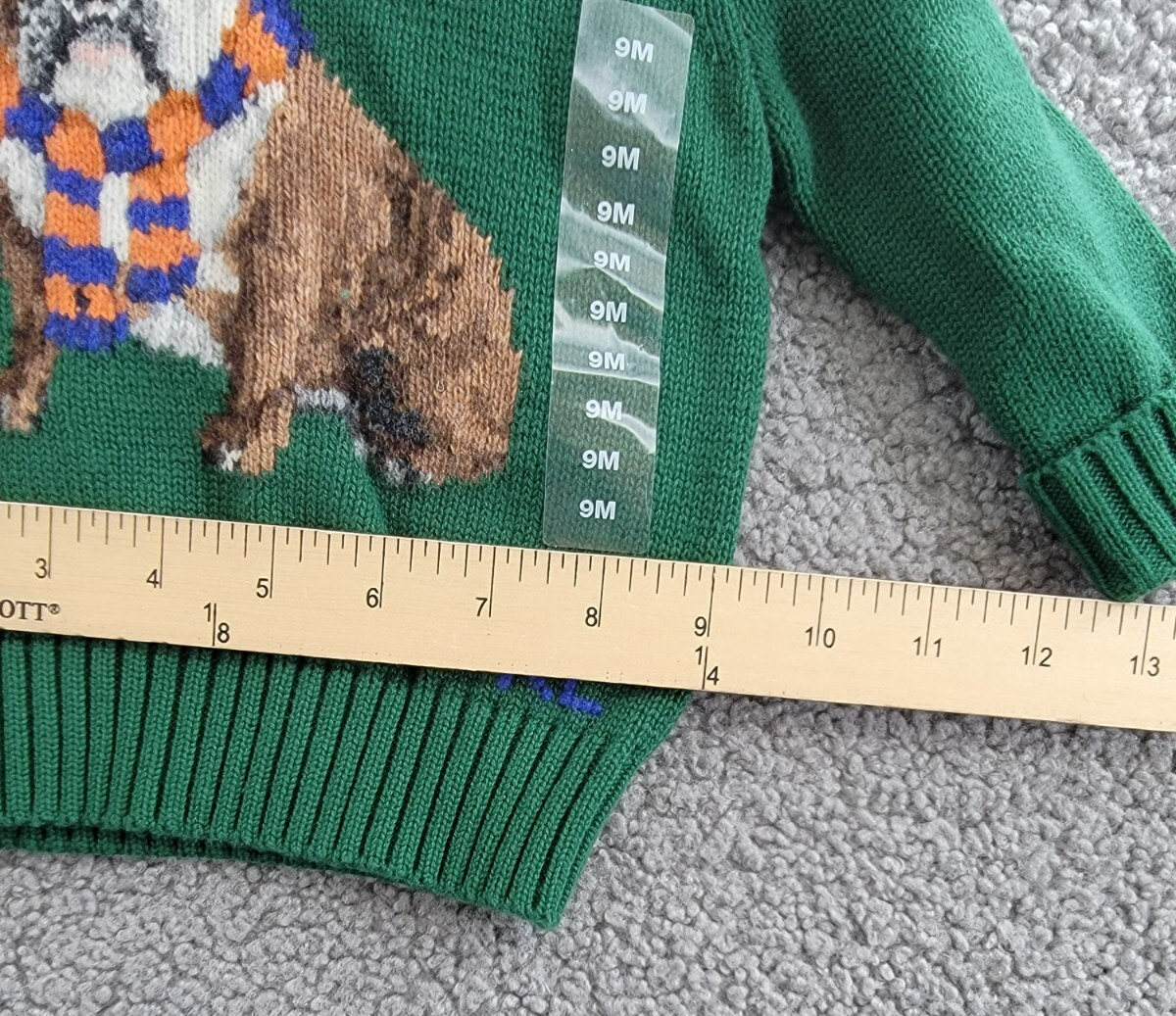 Ralph Lauren Dog-Intarsia Crewneck Sweater Baby Boys' 9M Green Long Sleeve - Picture 7 of 16