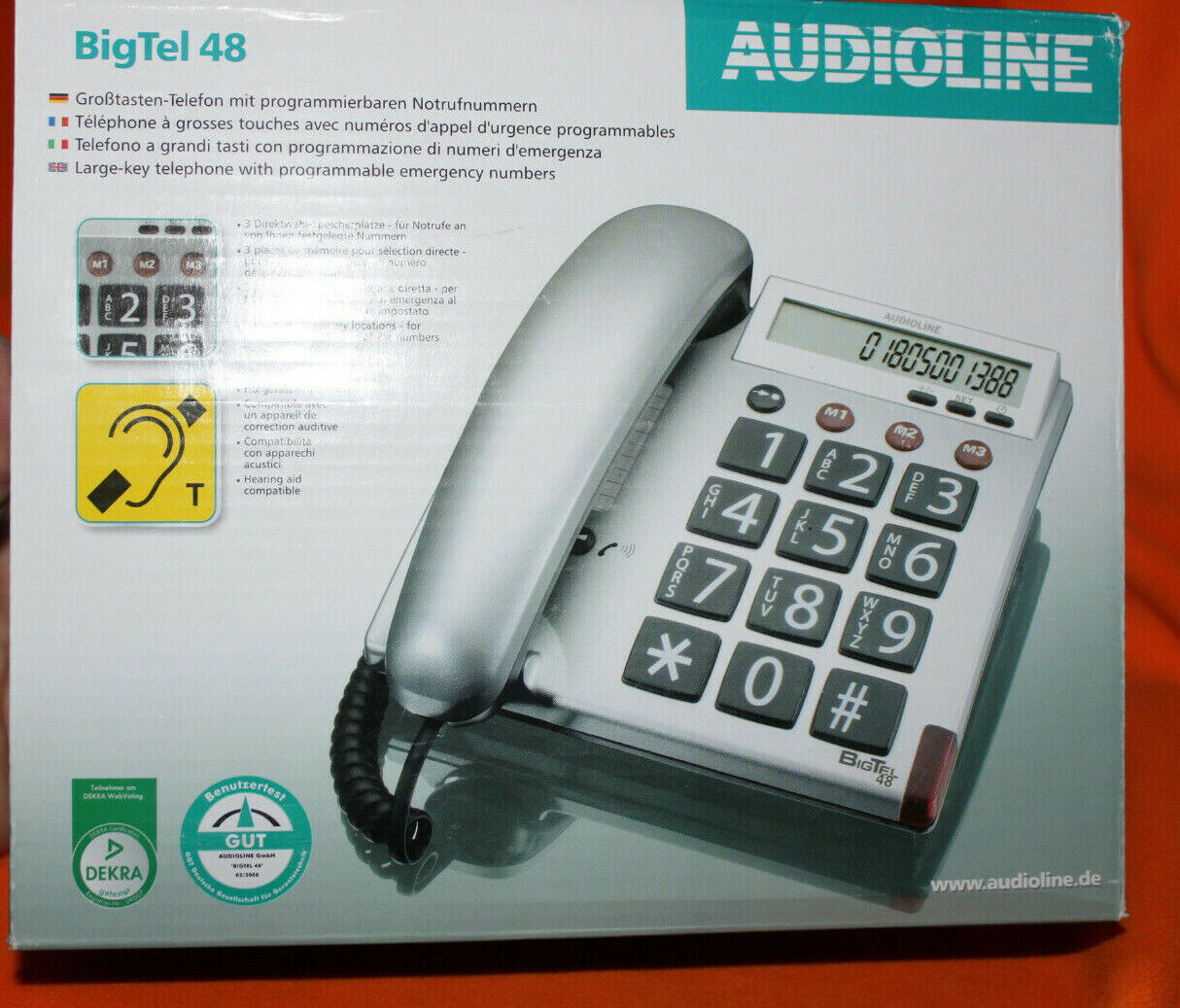 Audioline BigTel48 Schnurgebundenes Seniorentelefon mit extra große Tasten