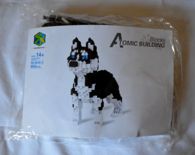 Siberian Husky Dog Atomic Building Blocks Pet 3D Model 950 PCs 6618-3 No Box
