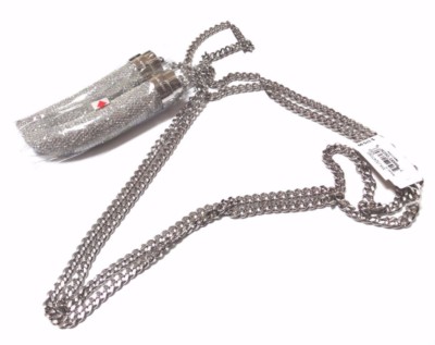 Pre-owned Michael Kors Silver Crystal Double Horn Long Necklace,belt Mkj3247-msrp$375