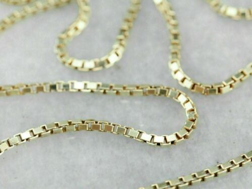 14K Solid Yellow Gold Box Chain Necklace Made In Italy