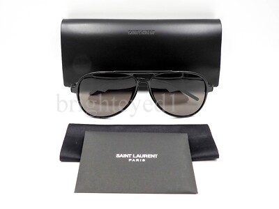 Pre-owned Saint Laurent Authentic Yves  Black Pilot Sunglasses Sl 228-002 In Gray