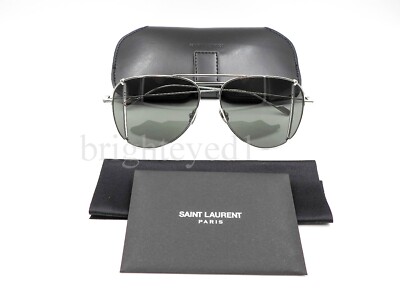 Pre-owned Saint Laurent Authentic Yves  Silver Aviator Sunglasses Sl 193 T Cut-001 In Gray