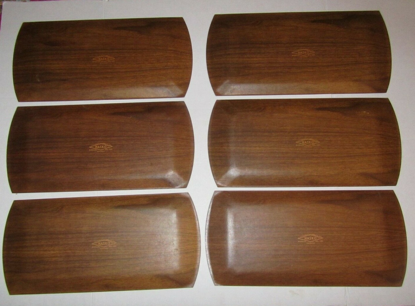 6 Vintage Hasko Wood Wooden Trays Art Deco Gazelle