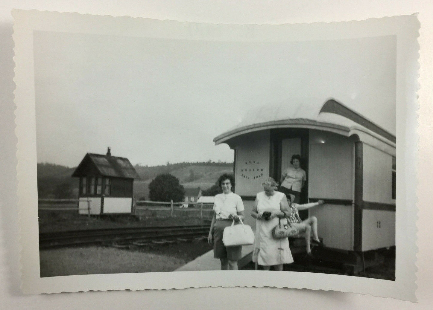 Vintage Snapshot Photograph Women At Railroad Museum