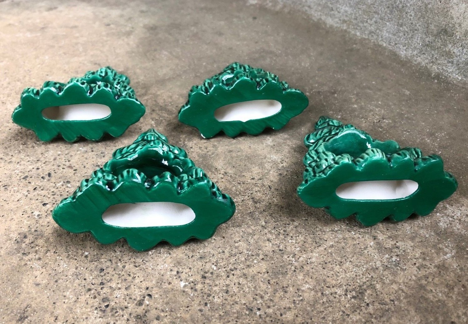 Set of 4 Christmas Tree Ceramic Napkin Rings Holders