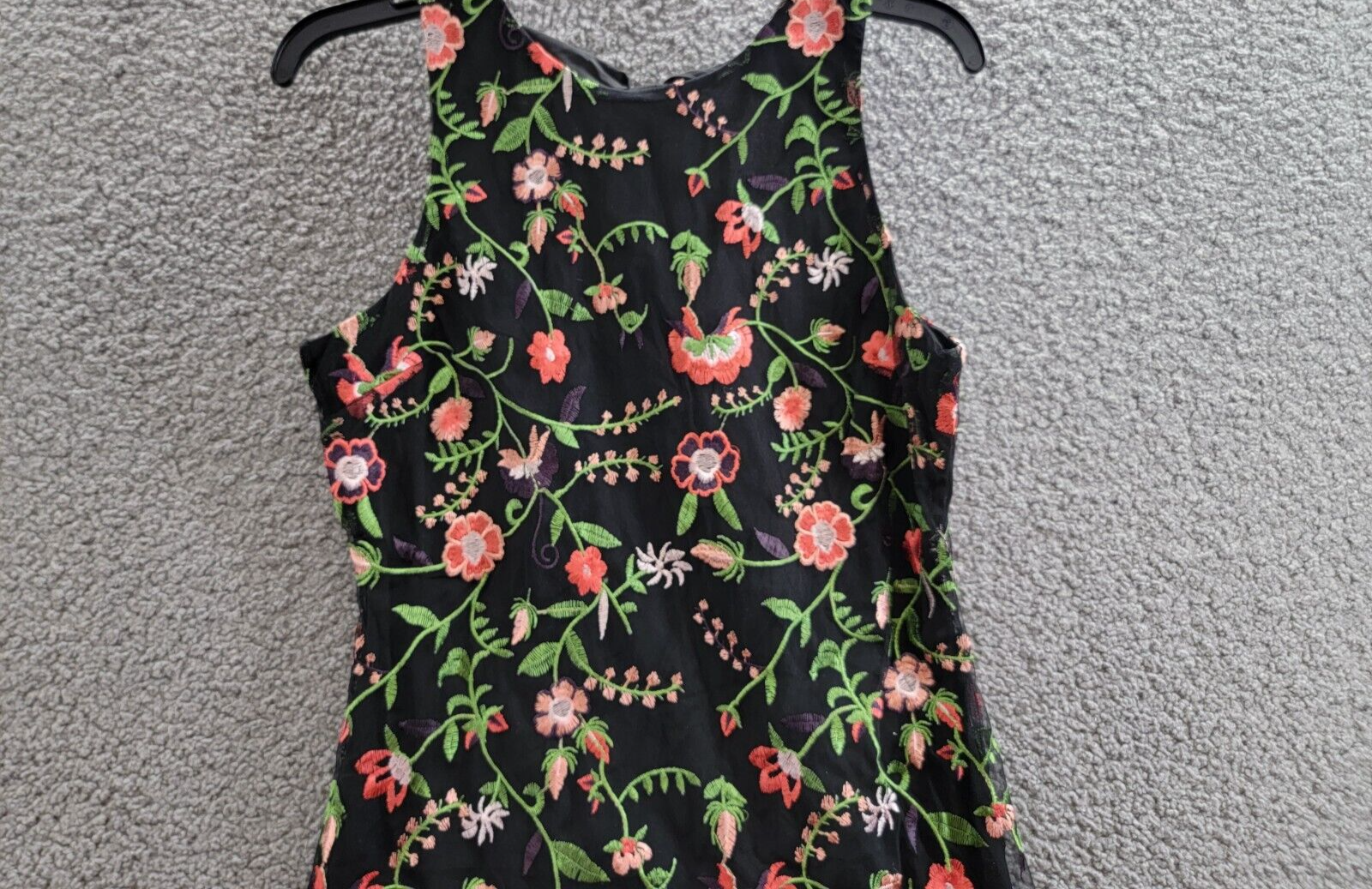 Sam Edelman Peony Embroidered Mini Sheath Dress Women's 4 Black Multi Back Zip - Picture 3 of 12