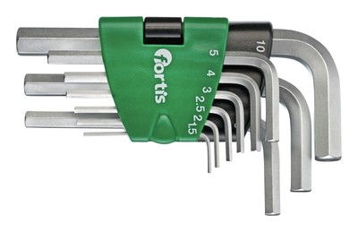 Fortis Winkelschraubendreher-Clip 9-teilig 1,5-10 mm
