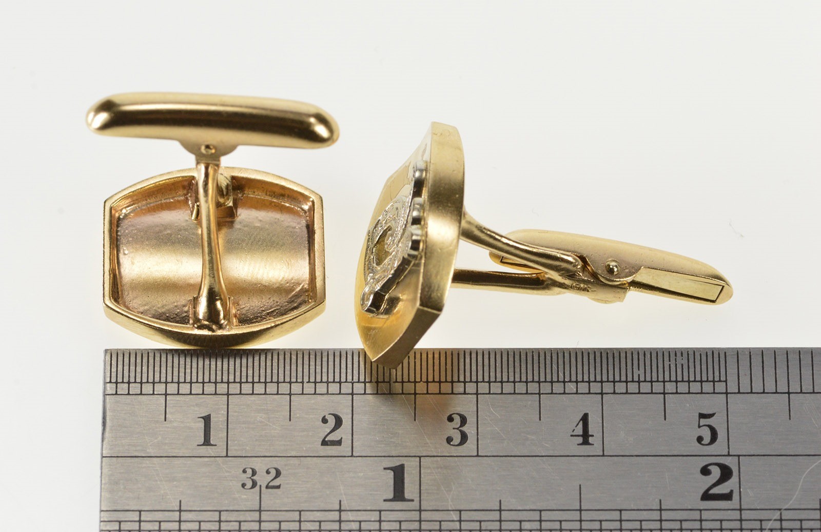 10K RP PR Monogram Ornate Etched Initial Cuff Links Yellow Gold *66