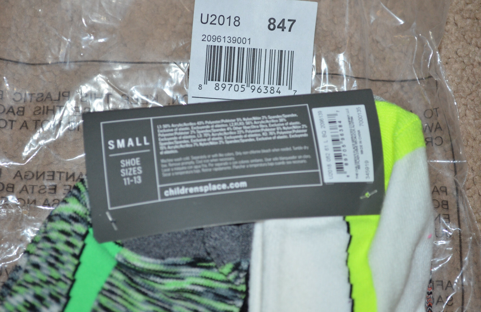 The Children’s Place Sport 6 Pack Toddler Boys Multi-Color Ankle Socks S (11-13)