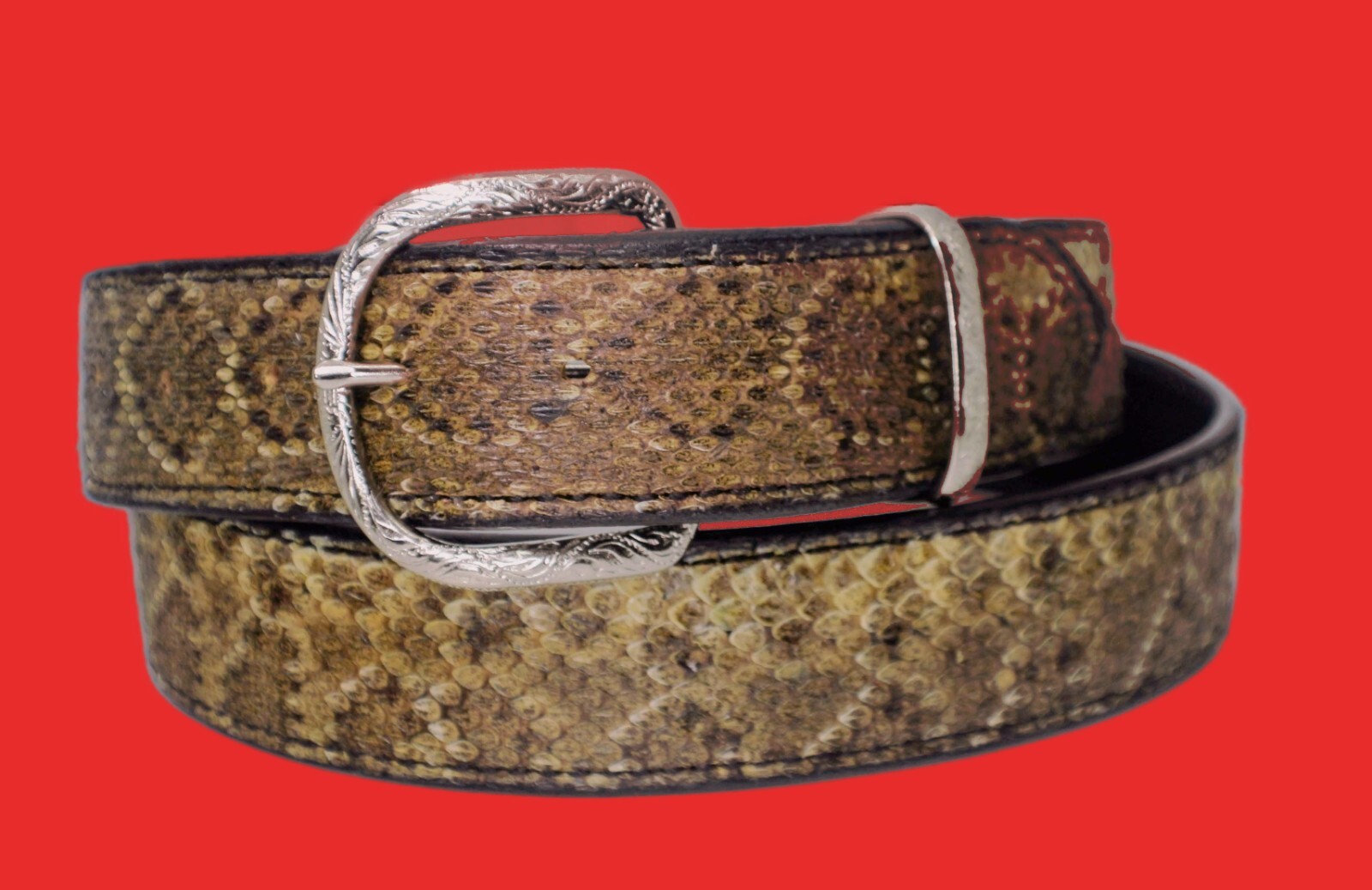 Pre-owned Handmade Mens Leather Belts Custom  Rattle Snake Belt With Silver Color Buckle