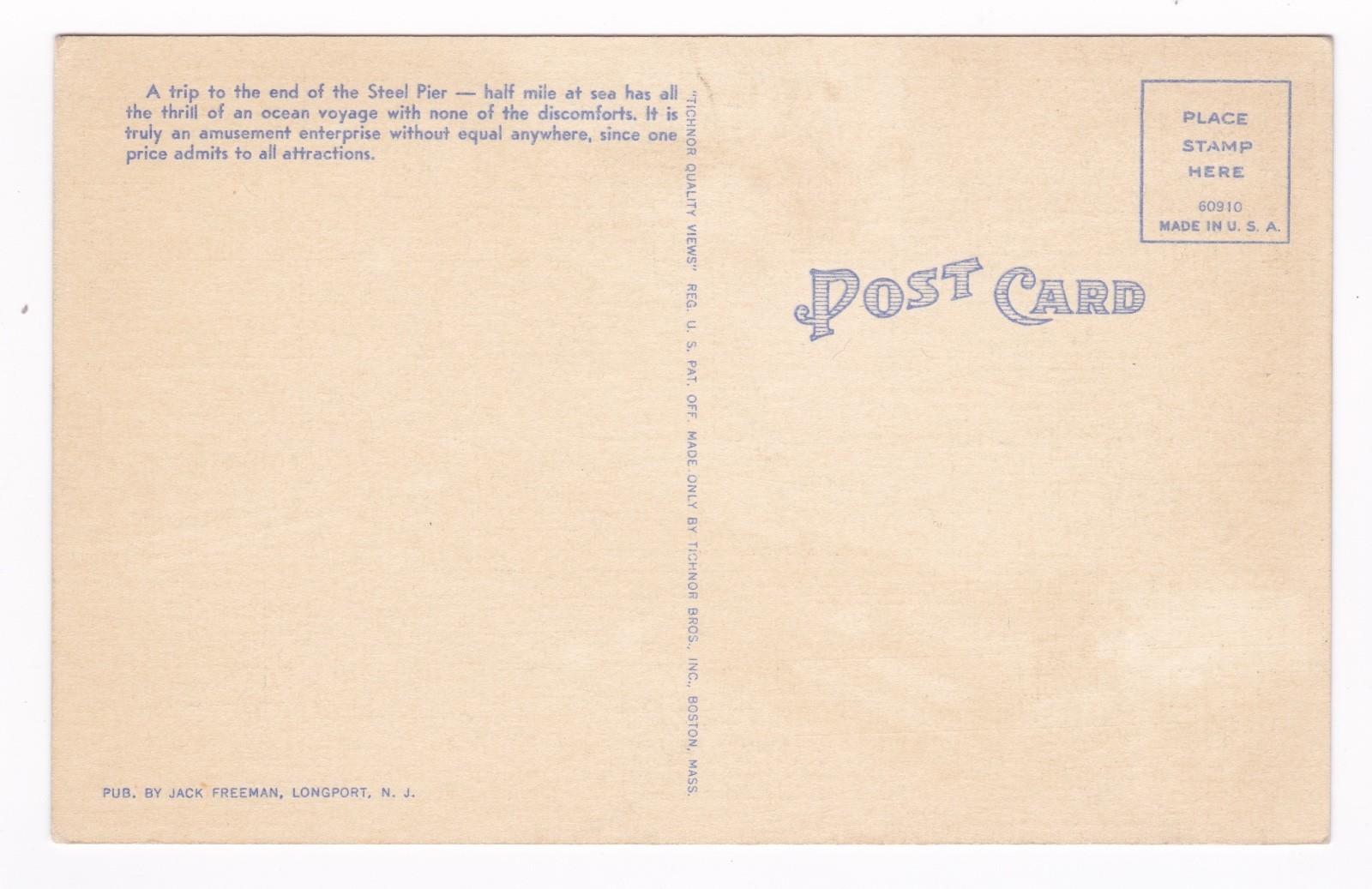 Antique Postcard Atlantic City Pier Moonlight Beachgoers Beach New Jersey