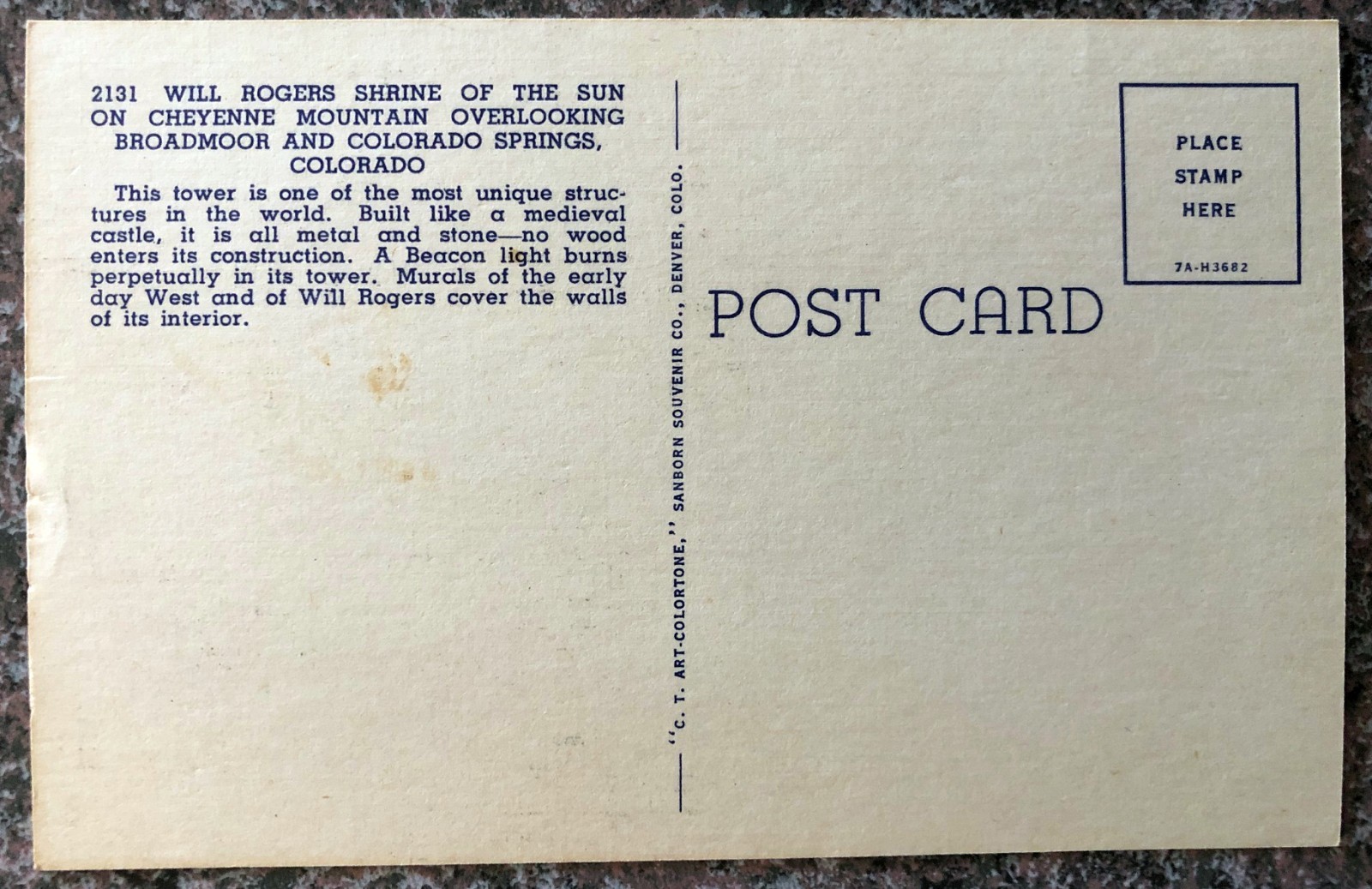 Will Rogers Shrine - Cheyenne Mountain - Colorado Springs - Vintage Postcard