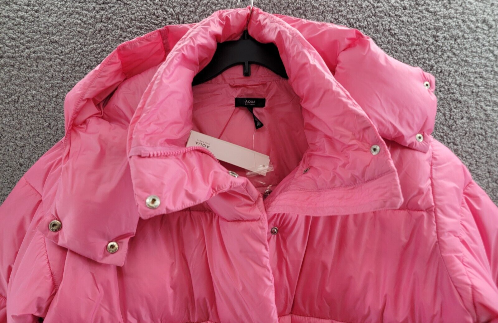 AQUA Cire Wonder Short Puffer Jacket Women's L Punch Pink Zip/Snap Closure L/S~ - Picture 3 of 17