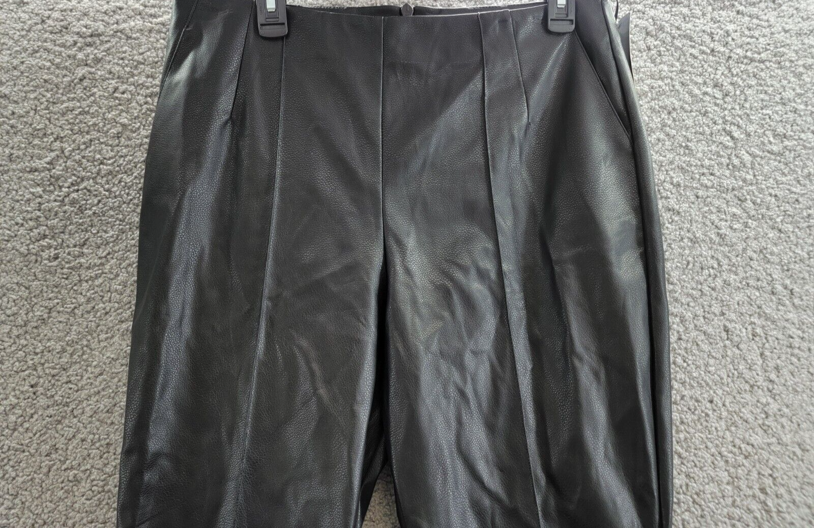 French Connection Claudia Faux-Leather Kick-Flare Pants Womens 10 Black Back Zip - Picture 3 of 17