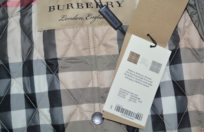 Pre-owned Burberry Finsbridge Belted Quilted Check Coat Jacket Size Medium In Mink Grey