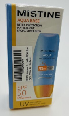Mistine Aqua Base Sunscreen SPF50 Protects UVB & UVA Clear Face 40ml Exp 09/25