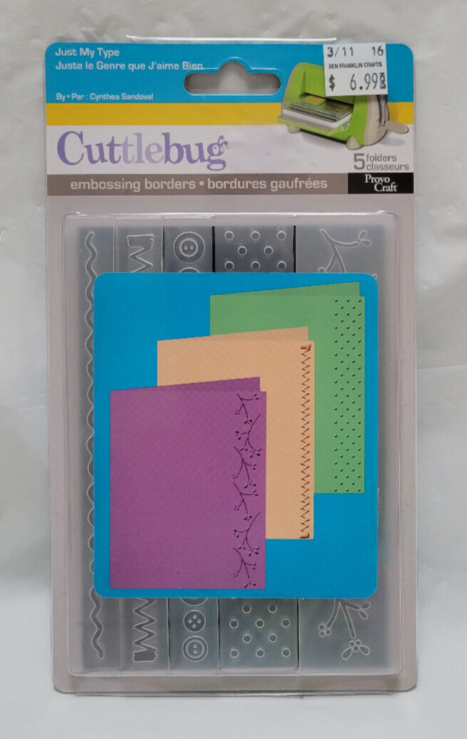 New Provo Craft Cuttlebug Just My Type - Cutting Die & Mini Embossing Border