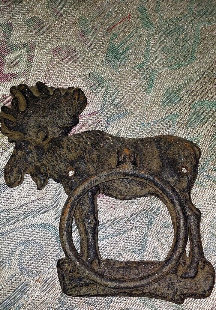 Cast Iron Moose/Elk Head&Antlers Door Knocker Rustic House&Home Front