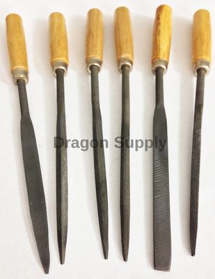 New 6pc 6.5” Coarse Cut Needle File Set w /Wood Handle * US FREE SHIPPING *