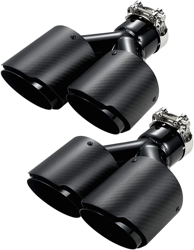 Carbon Fiber Exhaust Tip 2.5" Inlet to Dual 4" Outlet High Temperature 9.8" Long
