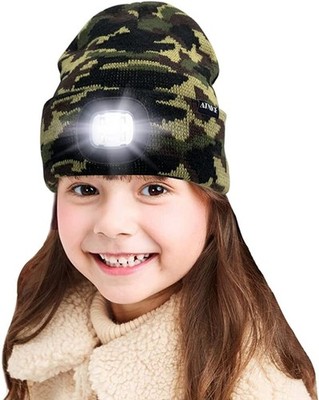 ATNKE Bambini LED Berretto Illuminato Cappelli USB Ricaricabile 4 LED Torcia 