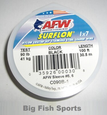 45 Lb Test 23505 AFW Surflon Black Coated Leader Wire 30 Ft