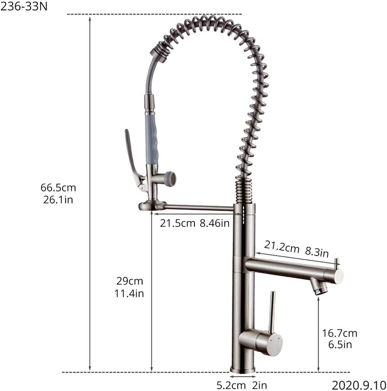 Commercial Kitchen Faucet with Pull down Sprayer, Modern Single Handle High Arch