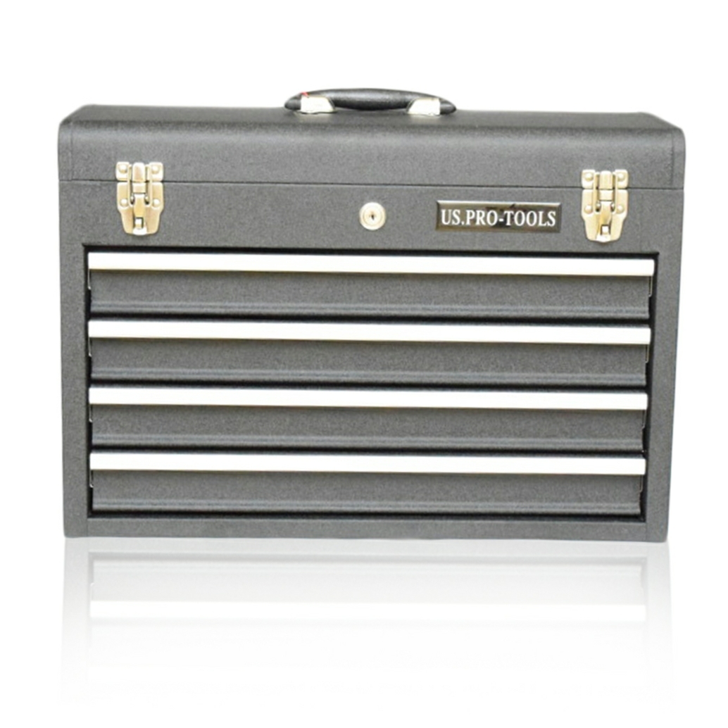 04 US Pro tools Portable Toolbox Tool Chest Box black Steel 4 drawers ...
