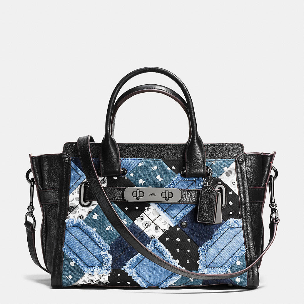 希少✨COACH Star Canyon Handbag BLACK BLUE NWT Coach Swagger 27 in Canyon Quilt Denim Handbag | eBay