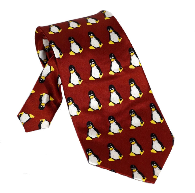 Tux The Linux Penguin Red Silk Necktie (Who Says Geeks Can'T Look Good) - New