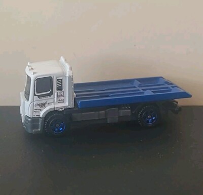 2020 Matchbox MBX City MBX Flatbed King Diecast White and Blue Truck 