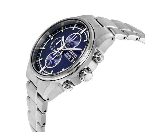 Pre-owned Seiko Prospex Land Ssc365p1 Solar Titanium Chronograph Men's Watch