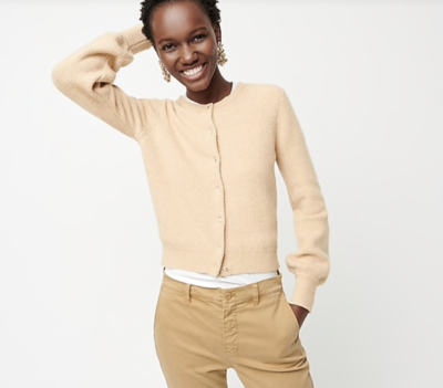 J CREW Ribbed cardigan with jeweled buttons in supersoft yarn Item