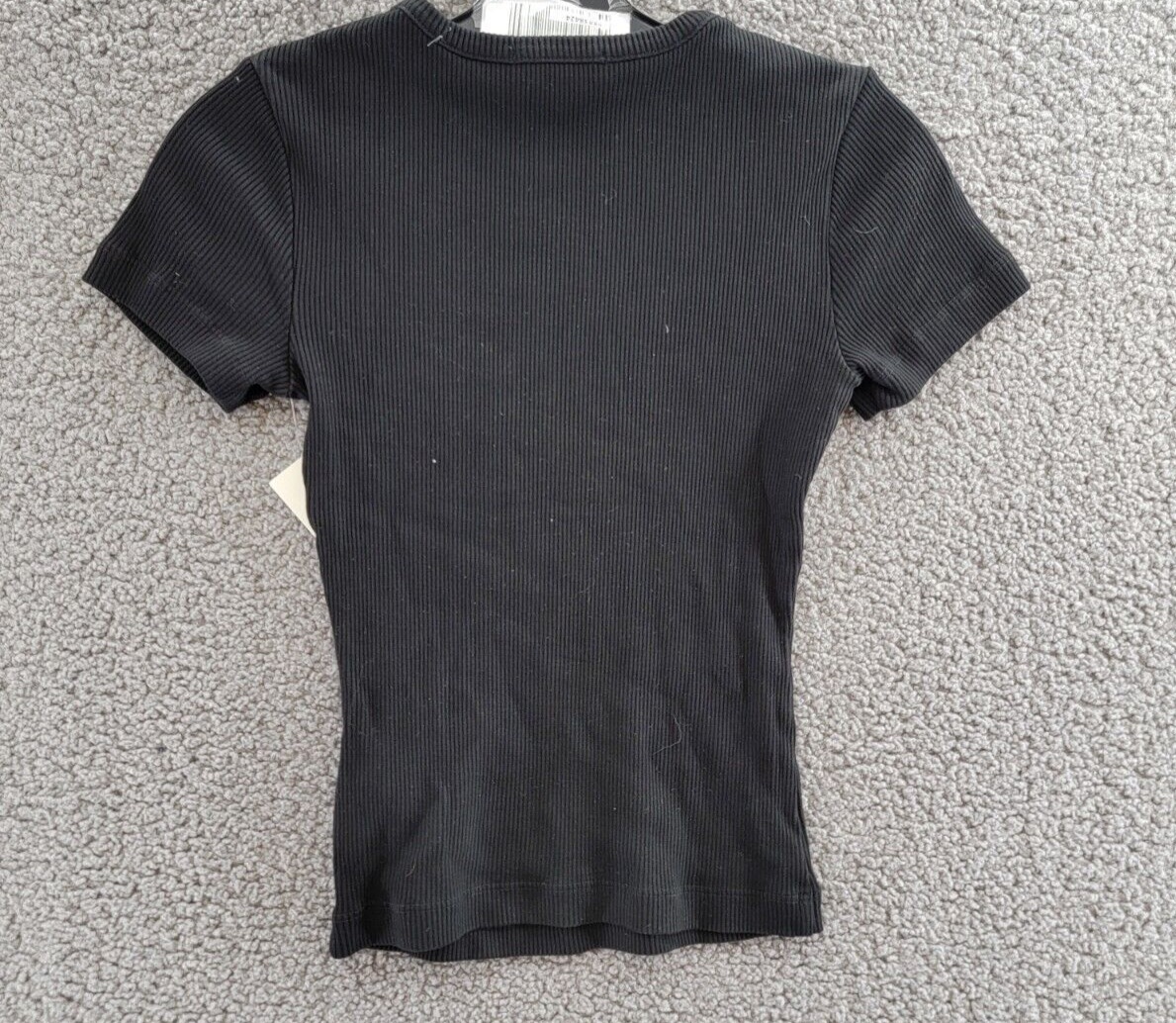 Agolde Arlo Rib Knit Pocket Tee Women's XS Black Solid Crew Neck Short Sleeve - Picture 10 of 16